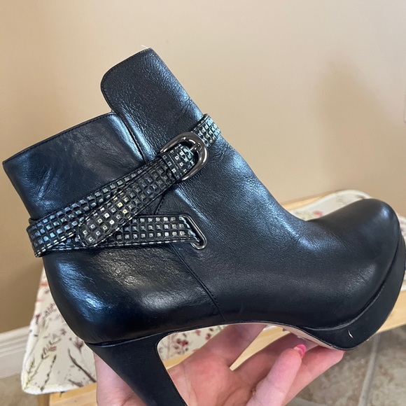 Ron White Vero Cupid Black Leather Ankle Boots with Studded Strap - Picture 12 of 12